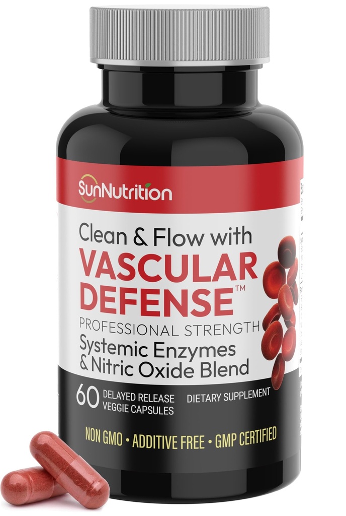 Nattokinase Supplemento Nitric Oxide Capsule Beet Root Extract High Potency Lumbrokinase & Bromelain Systemic Enzymes Nitric Oxide Blend Clean & Flow Vascular Defense 60 Caps 30 Serve
