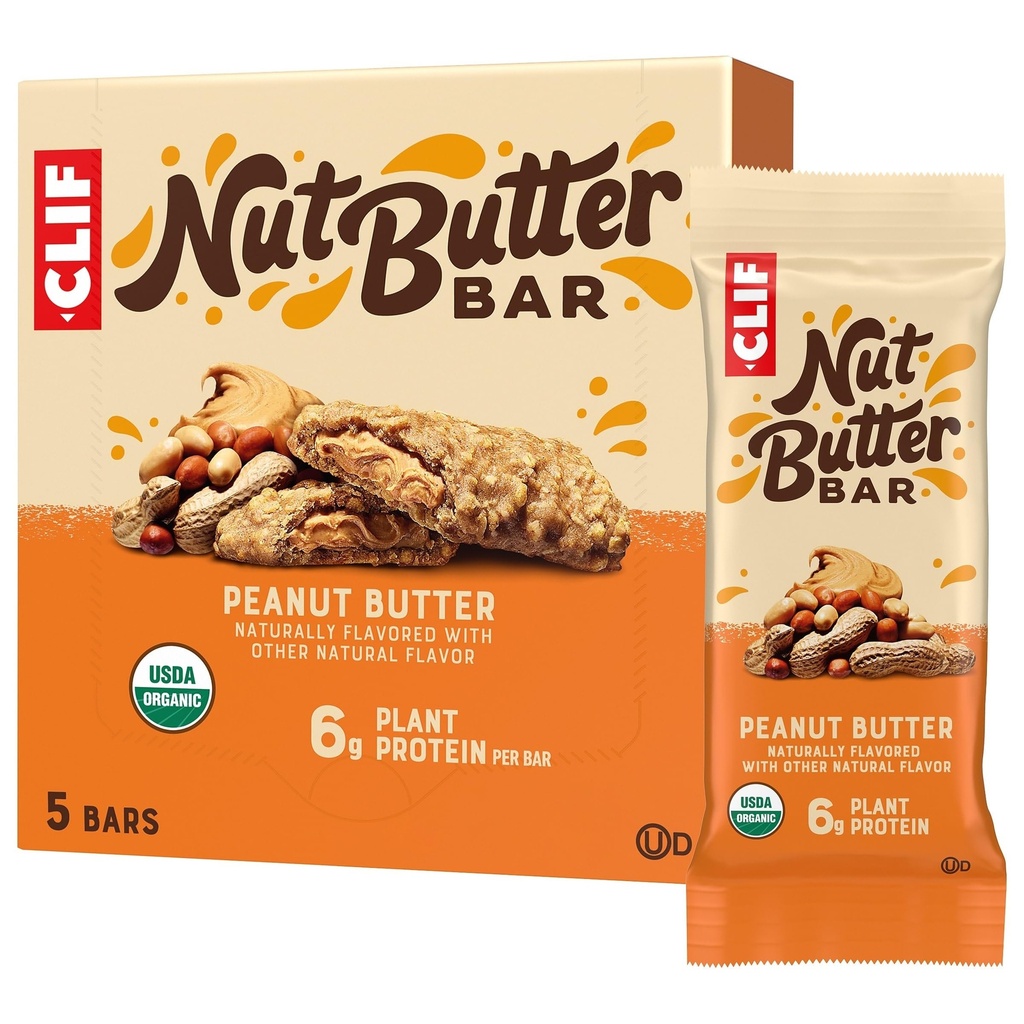 CLIF Nut Butter Bar - Burro di arachidi - Barre riempite di energia - Non OGM - USDA Organic - Basato vegetale - Basso glicemico - 1.76 oz. (5 Confezione)