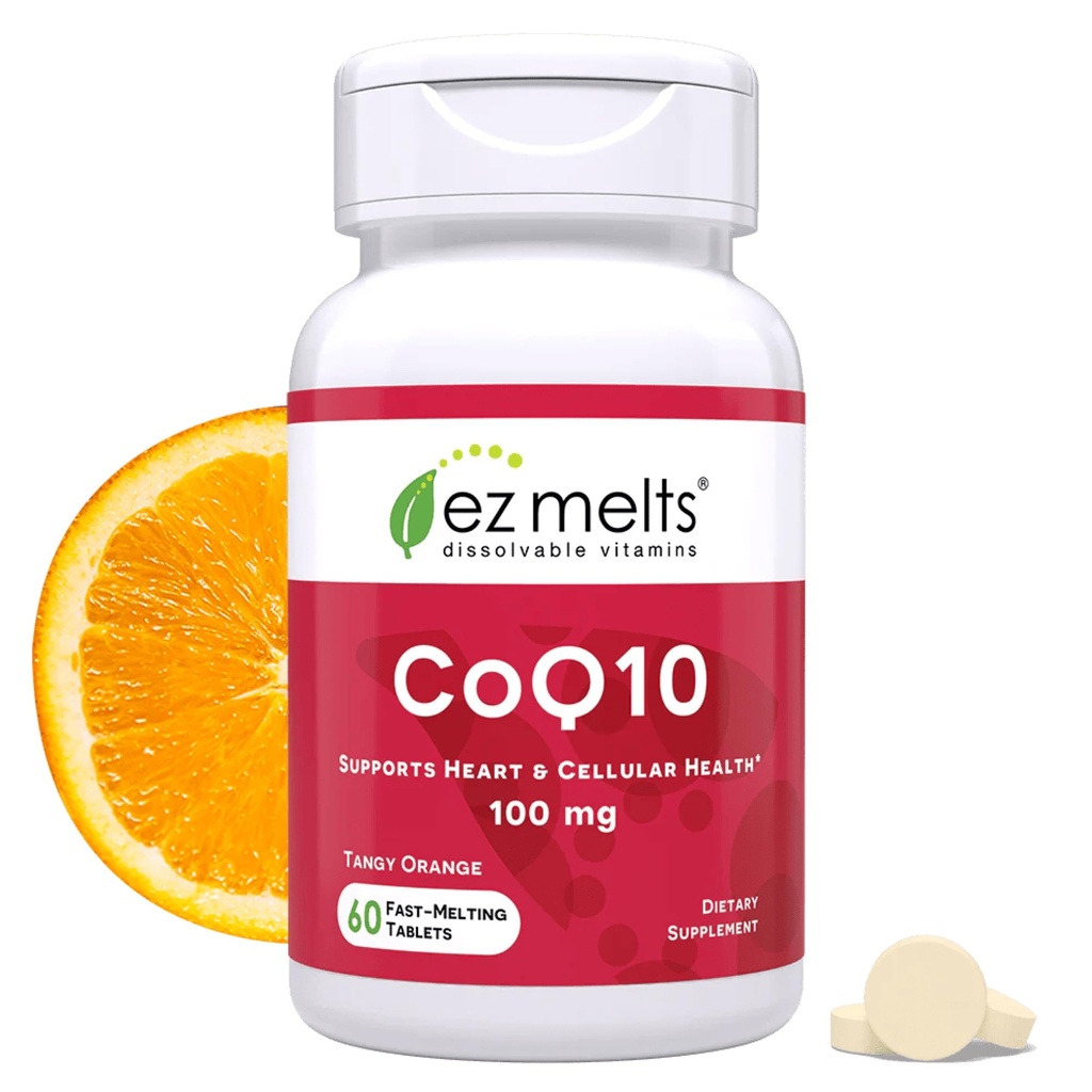 EZ Melts Dissolvable CoQ10 Supplemento 100 mg, Senza zucchero, Alimentazione 2-Month - 1 confezione