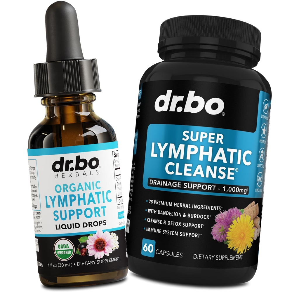Integratori di drenaggio linfatico Gocce & Pillole - Supporto linfatico organico Liquid Drops Cleanse Capsule con Echinacea, Ginger, Dandelion, Red Root Supplement Lymph Node Detox Cleanse System Drainage