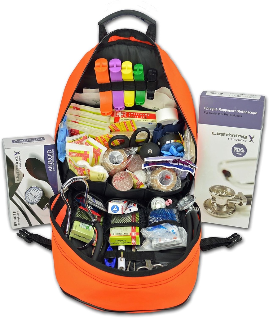 Lightning X First Responder EMT/EMS Zaino Stocked First Aid Supplies Kit B (arancio frizzante)