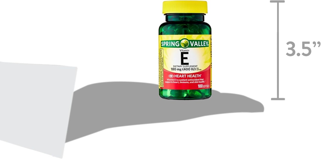 Integratore alimentare dietetico della vitamina E del cuore di Spring Valley, 180 mg (400 UI), 200 conte