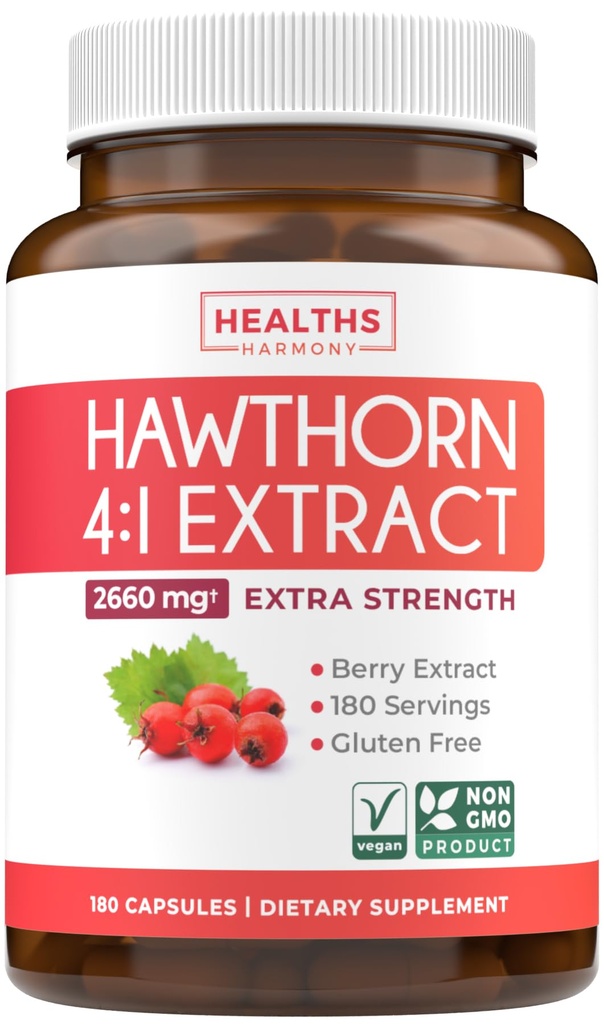 Super Potent Hawthorn Berry Extract Capsule - Hawthorn Berry Supplemento Fatto da Extra Forza Concentrato per sostenere il cuore e la salute digestiva - Vegan Non-GMO & Gluten Free (6 mesi di fornitura)
