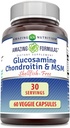 Incredibile Formulas Glucosamine Chondroitin & MSM 60 Veggie Capsule | Shellfish Free | Non-GMO | Gluten Free Made in USA | Ideale per vegetariani