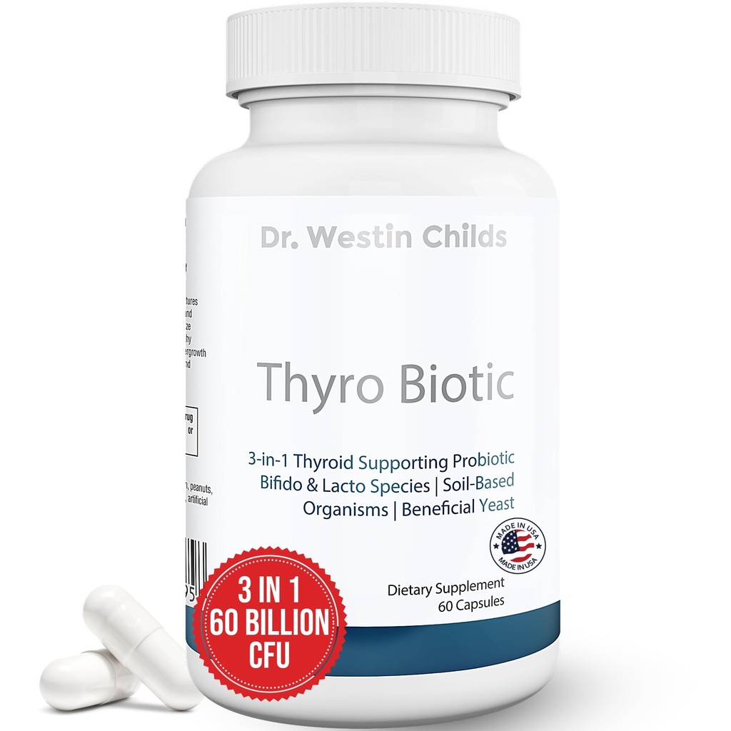 Dr. Westin Childs Thyro Biotic | Probiotico per le donne - Supporto tiroide, salute digestiva e ormoni | Saccharomyces boulardii, Bacillus coagulans, lactobacillus & bifido 60 BillionU | 30 Servings