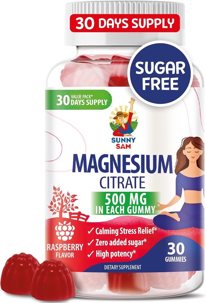 Gummie di Magnesio per Bambini & Adulti - 500mg - Cuciture di Magnesio Calma - Magnesio Citrato Chewable Supplement per Mood & Muscle Support