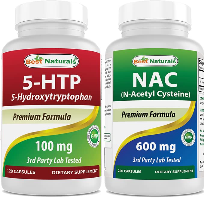 Best Naturals 5-HTP (5-idrossitriptofano) 100 mg & NAC - N Acetyl Cysteine 600 mg
