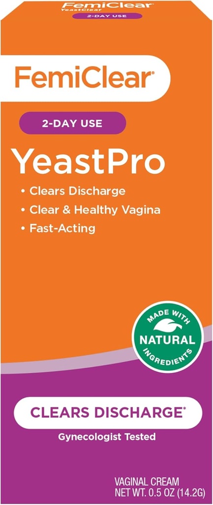 FemiClear YeastPro Crema, Cancella scarico, Fast-Acting, Fatto con ingredienti naturali, Ginecologo testato, 0.5oz Crema