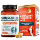 Glucosamina Chondroitin MSM Joint Support Supplement - Peptidi di collagene, curcuma e zenzero, Acido ialuronico, Glucosamina Chondroitin Sulfato per il comfort congiunto - Gluten Free, Non OGM, 90 capsule