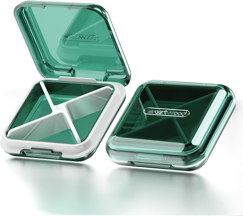 DUBSTAR Daily Pill Organizer, 4 scomparti Portable Travel Small Pill Case, Pill Box per Purse Pocket per mantenere le vitamine,Cod Liver Oil,Supplementi e farmaci (Green)