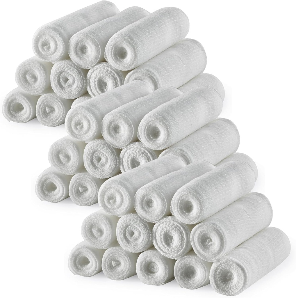 MEDca Gauze Bandage Rolls - 36 Pack, 4 in x 4,1 Yards per Roll, Medical Grade Stretch Wrapping per vestire tutti i tipi di Wounds e First Aid Kit (4 pollici, 36 Pcs)