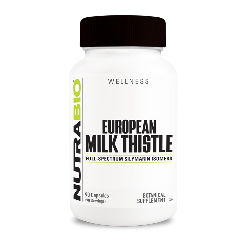NutraBio European Milk Thistle Supplement, 241mg - Supporta benefici antiossidanti e benessere, 90 Capsule