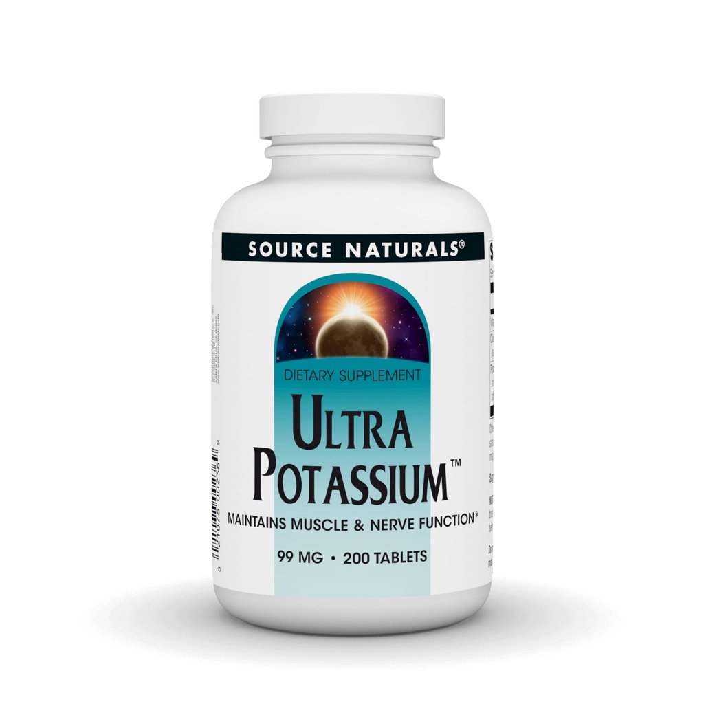 Fonte Naturals Ultra Potassium 99 mg Mantiene il muscolo & Nerve Funzione - Integratore alimentare - 200 compresse