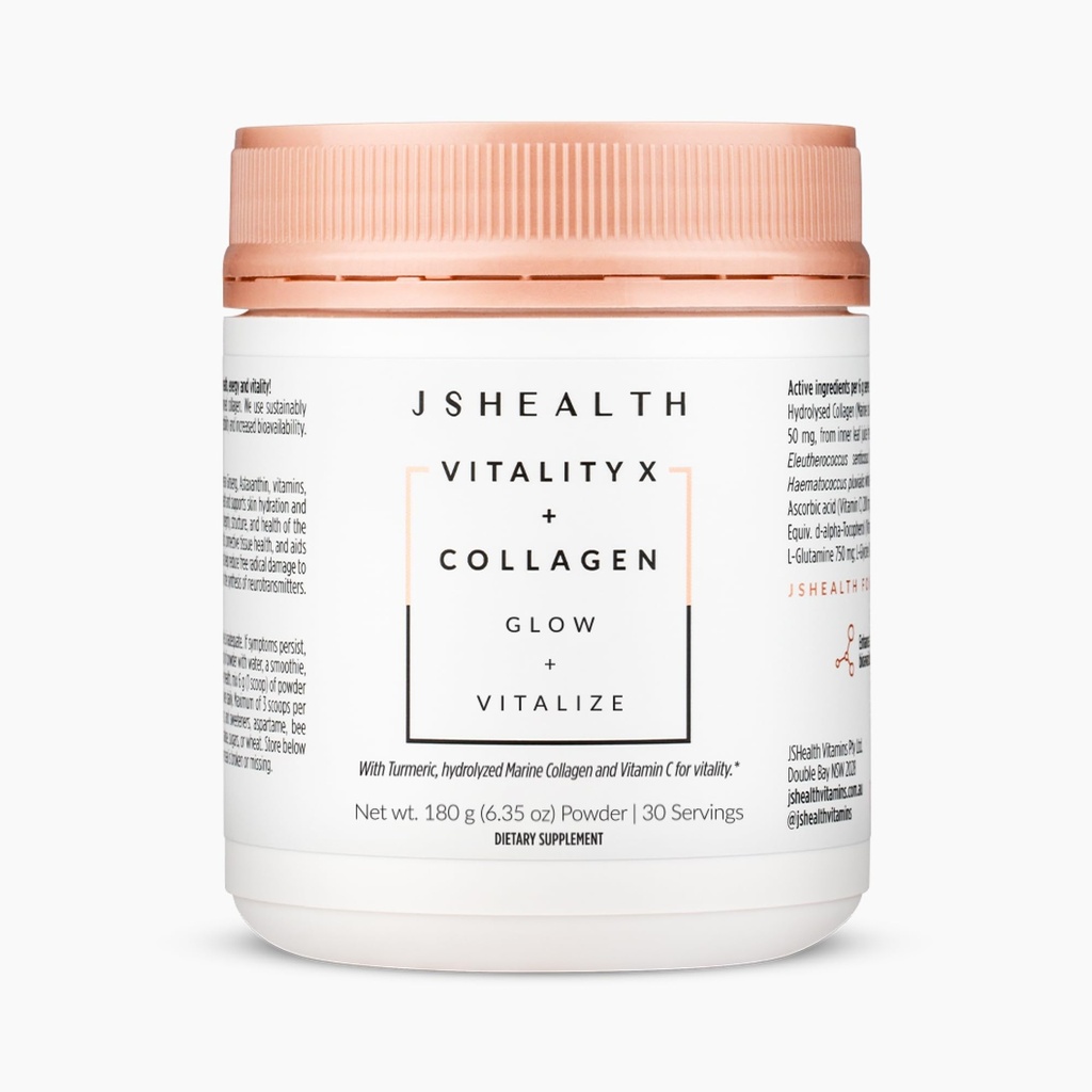 JSHealth Vitamins Vitality X + Collagen - Beauty Powder Supplement con Aloe Vera Silica e Vitamine C & E a Nourish Hair Skin and Nails (180g)