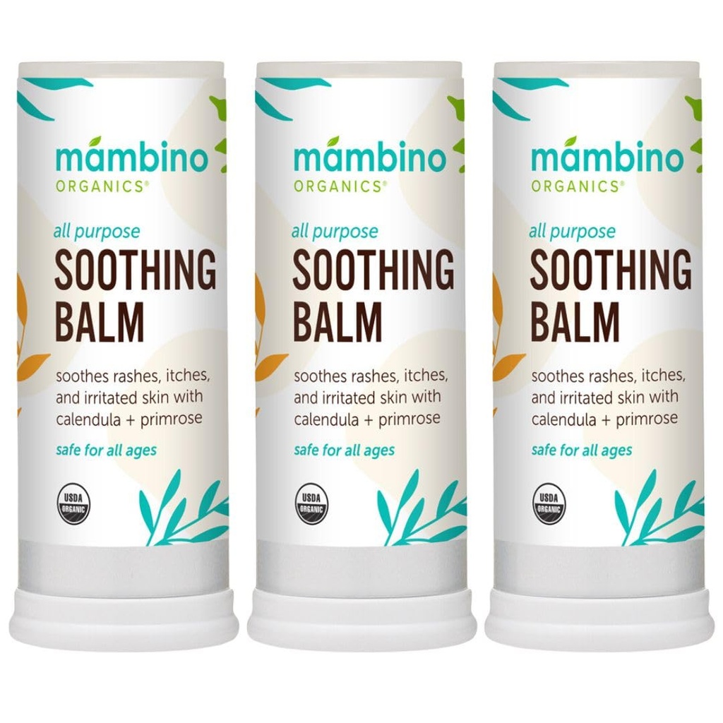 Balm Soothing – Organico, egizio Calendula & Sera Primrose – Itch Relief per Bug Bites, Diaper Rash, Pelle Irritated, Bastone Balm – Cruelty-Free da Mambino Organics, 3-Pack