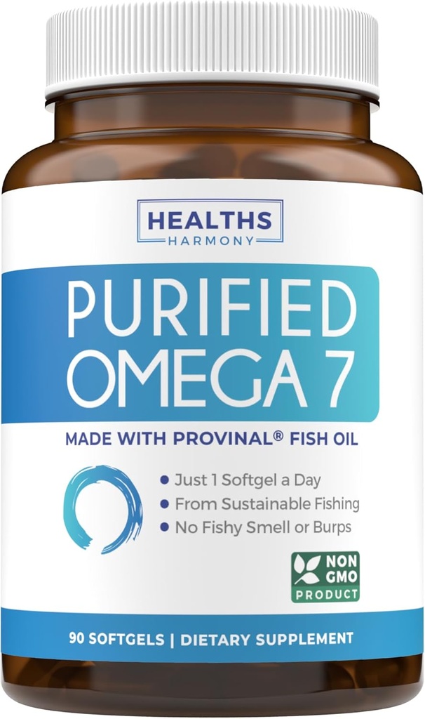 Omega 7 supplemento per le donne e gli uomini - ad alta potenza e purezza Palmitoleic acido grasso Fish Oil Supplemento da brevetto Provinal con acido palmitico più basso - Sostenibilmente Fonte (3 mesi di alimentazione)