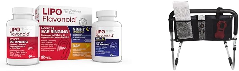 Lipo-Flavonoid Day & Night Combo Kit Tinnitus Relief, Essential Medical Supply Universal Three Pocket Bed Rail Accessorio Pouch