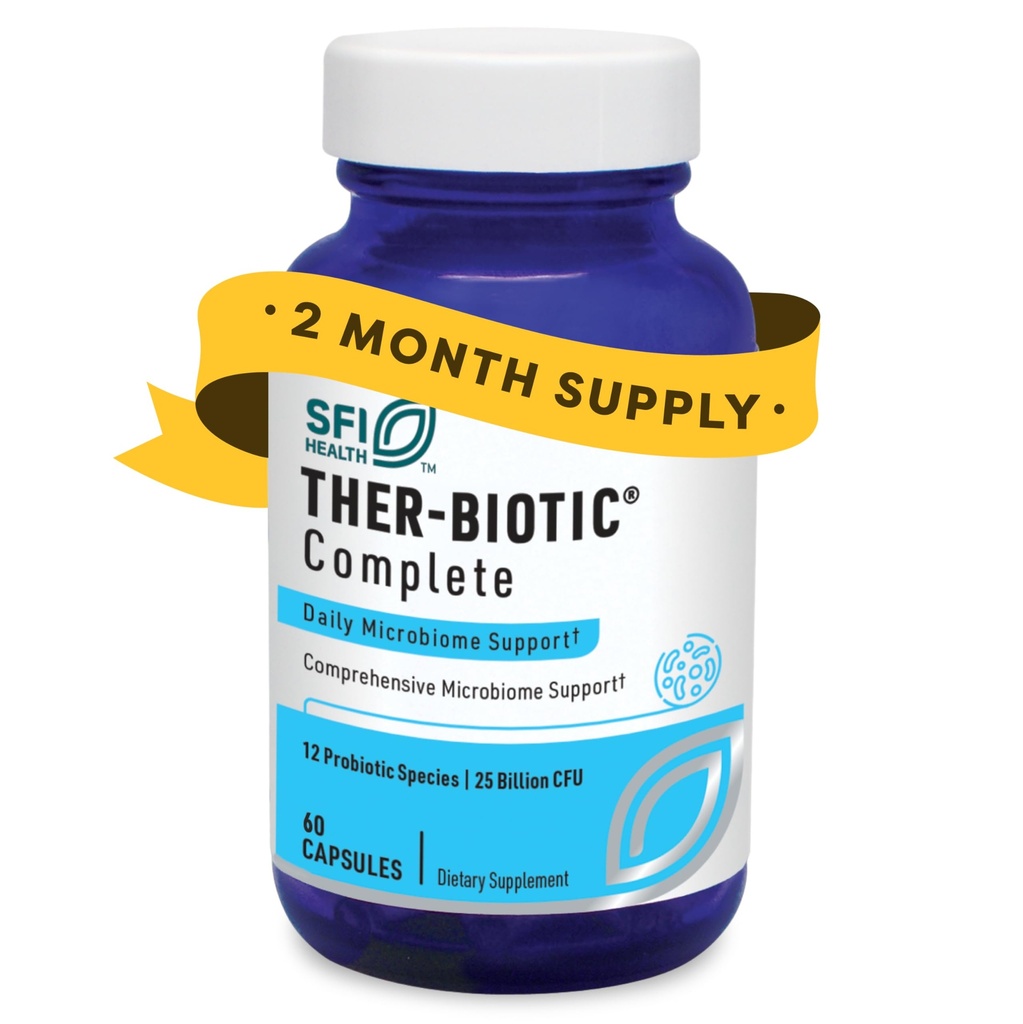 Klaire Labs SFI Health Ther-Biotic Complete - Probiotici anallergici per le donne e gli uomini - Acid-Stable Probiotic Supplement - 12 Specie per Immune & Digestive Health - 25 miliardi di CFU (60 capsule)