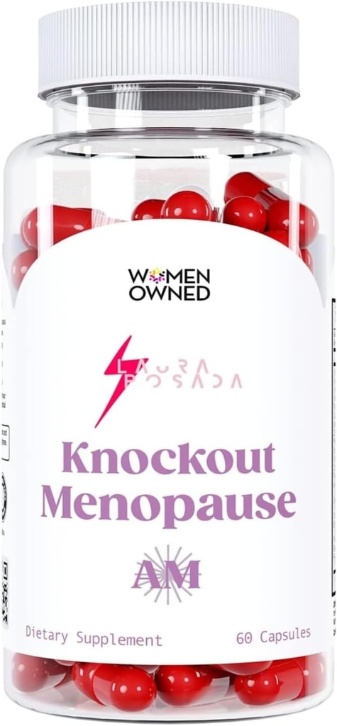 Knockout Menopause AM - Menopausa naturale + Perimenopause Multi-Symptom Relief per Flash Hot, Mood Swings, Weight Gain, Lack of Energy, Fatigue, Headaches (1 Mese di Alimentazione), 60.0 Count