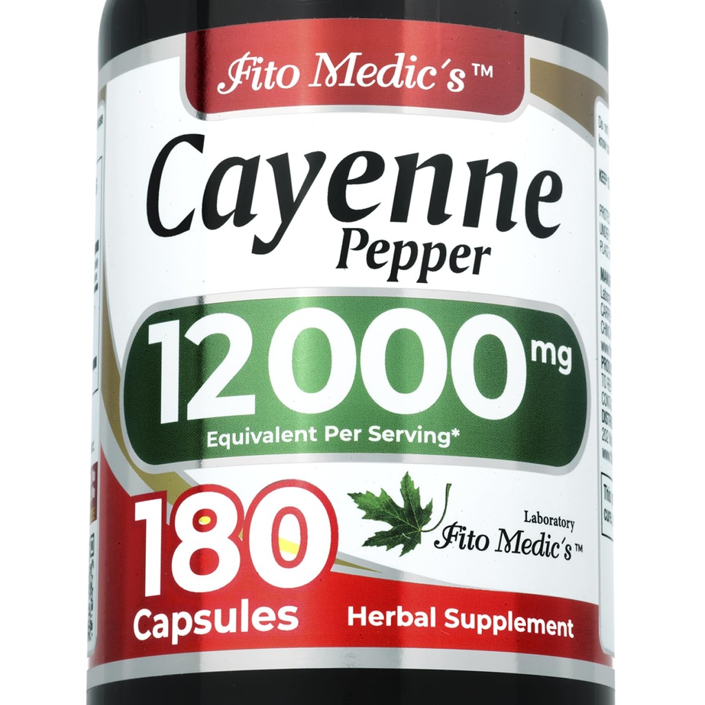 FITO MEDIC'S Lab | Cayenne Pepper Capsule Organic | Cayenne Pepper Extract | 600 mg 20:1 per 3-Capsule Serving | 180 capsule