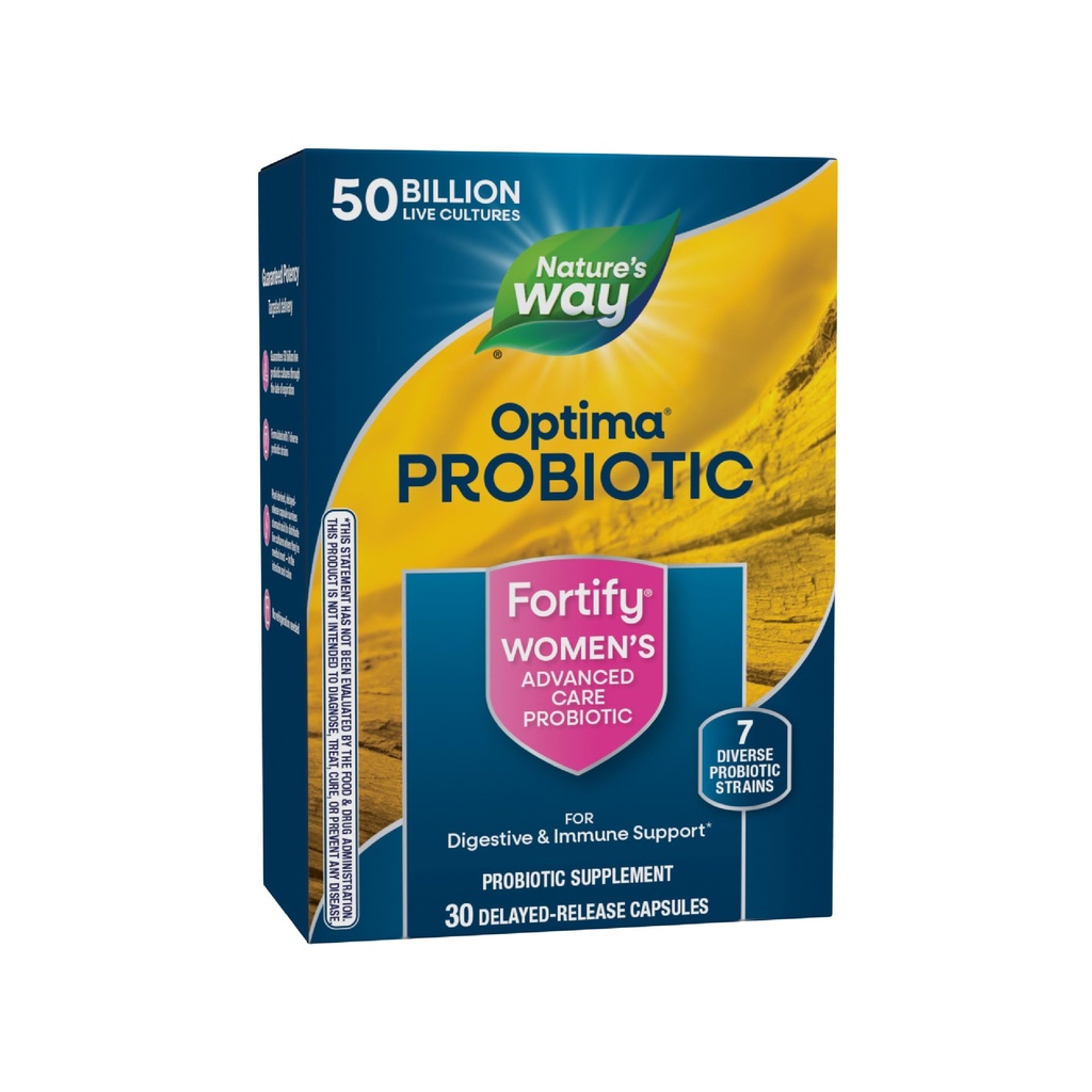 La via della natura fortifica i probiotici Optima Women's, 50 miliardi di culture dal vivo, 7 strati, supporta la salute digestiva e immunitaria*, 30 capsule (packaging May Vary)