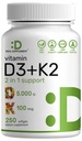 Vitamina D3 5000 IU + K2 MK7 Softgels, 250 Count | 2-in-1 Complex | Facile da ingoiare