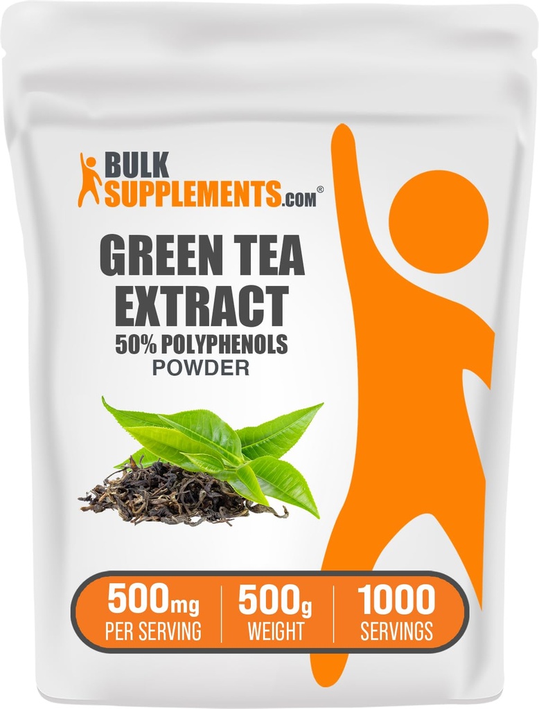 BulkSupplements.comgreen Estratto di tè polvere - 50% Polyphenols Supplemento, EGCG Supplementi - Gluten Free, 500mg per porzione, 500g (1.1 lbs) (Pack of 1)
