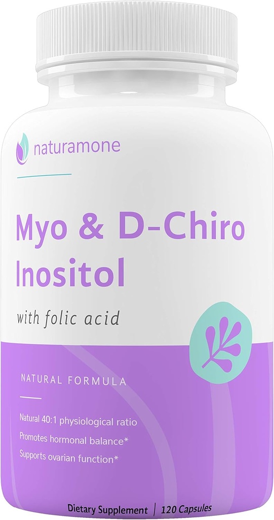 Myo-Inositol & D-Chiro Inositol Blend with 100% of Daily Folate - 40:1 Rapporto fisiologico - Sindrome ovario policistico (PCOS), bilancia ormonale e supporto ovarico 120 capsule