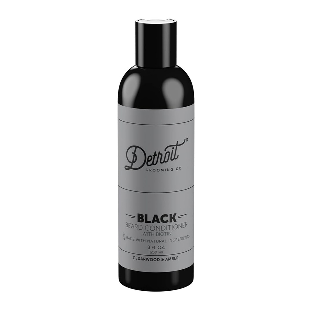 Detroit Grooming Co. Condizionatore di barba con estratto di mela & Aloe Vera – Ammorbidimento, Detangling e Condizionatore di barbabietola idratante – Black Edition (Cedarwood & Amber) - 8oz