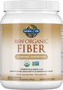 Polvere di fibra biologica cruda del giardino di vita, 30 Serve, 15 Superfood organici, Probiotici, Omega-3 ALA, 4g fibra solubile, 5g insolubile per regolarità, Psyllium Husk Free