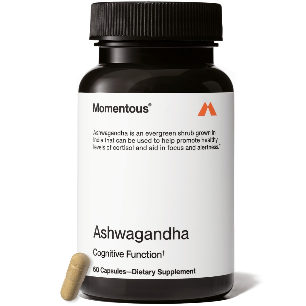 Momentous Ashwagandha Supplemento - 300 mg NooGandha Ashwagandha Extract - Prestazioni cognitive, Alertness, & Focus Support - NSF Certificato per lo sport - Vegan - GMO- & Gluten-Free - 60 Serve