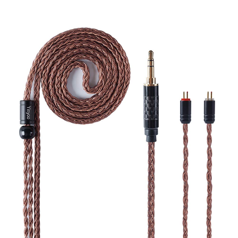 Cavo di ricambio per auricolare YINYOOO 16 core Cavo di auricolare per cavo di rame di cristallo singolo per kz zst zs10-pro zsn-pro-x edx-pro zs10-pro-x dqs cca CRA c10 c12(2pins, 3.5mm Jack)