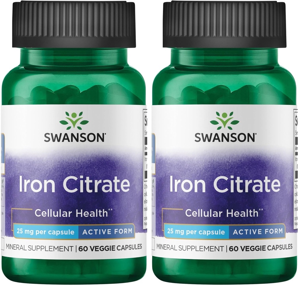 Citrato di ferro di Swanson 25 milligrammi 60 capsule di veg (2 pacchetto)