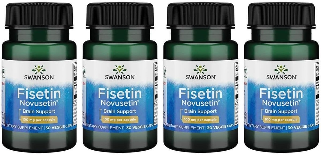 Swanson Fisetin Molecolare Simile a Apigenin, Luteolin e Quercetin 100 Milligrammi 30 capsule di Veg (4 Pack)