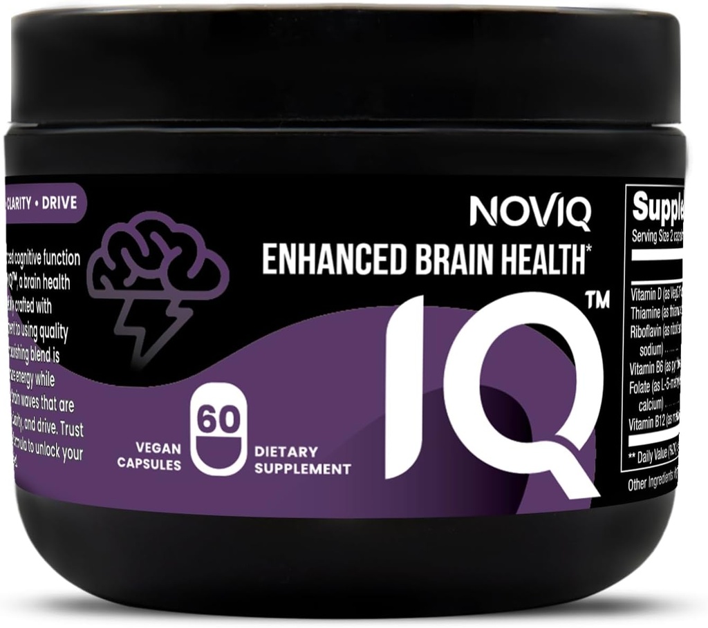 IQ - 11-in-1 Brain Nootropic Supplemento: Supporta memoria e cognizione - Bioattivo B-Complex w/ 5-MTHF, L-teanina, L-tirosina, Bacopa, Ginkgo, Huperzine - Vegan, Non-GMO, Caffeina Free - 60 Conte