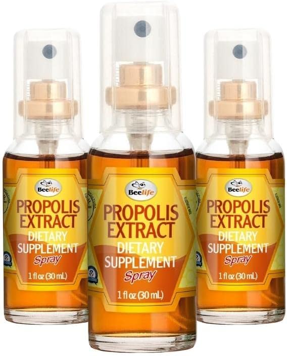 Beelife Propolis Sore Throat Relief Spray - Propolis Spray - Natural Immune Support, Aiuta la tosse calma & Dry, Itchy Throat - No Sugar - 3-Pack