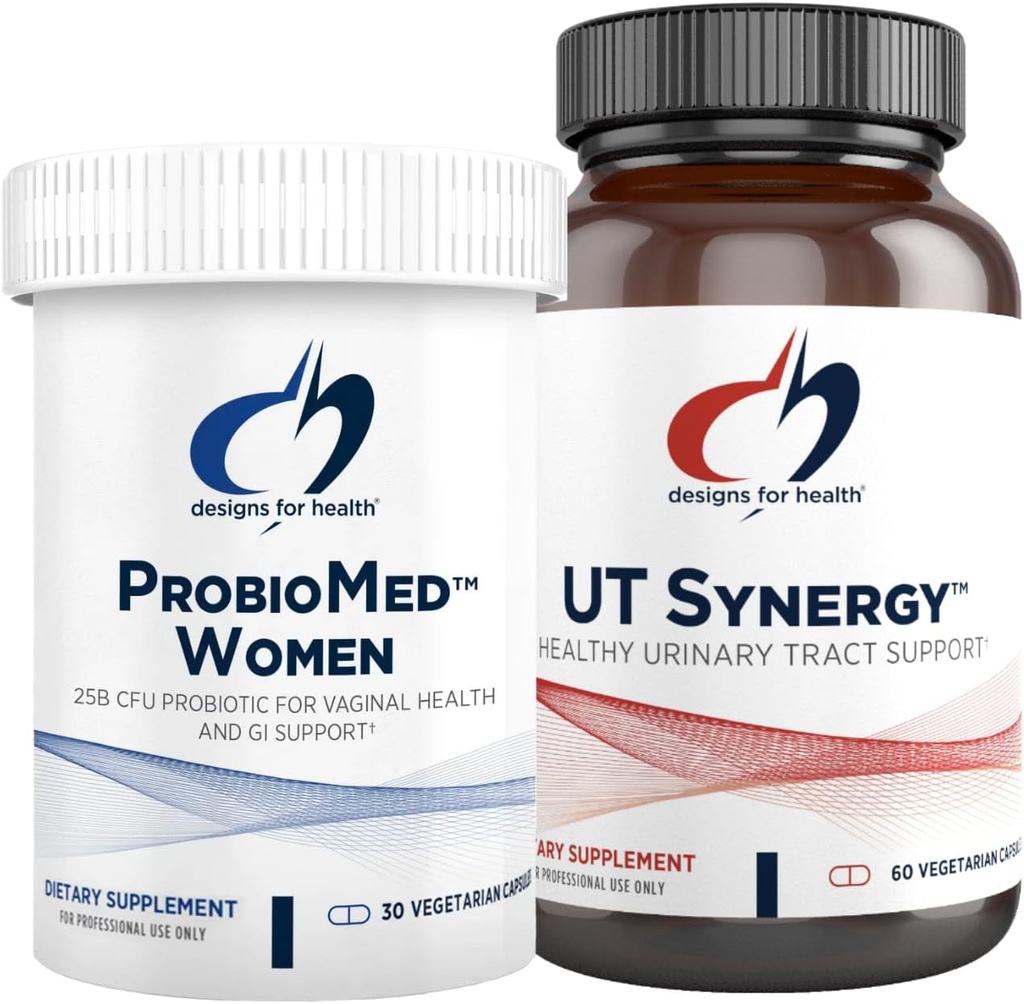 Progetti per la salute Vaginal Probiotic & UT Support Bundle - ProbioMed Women Probiotic (30 capsule) per Gut Health & Vaginal pH, UT Synergy (60 capsule) Supporto del tratto urinario con Hibiscus & D-Mannose