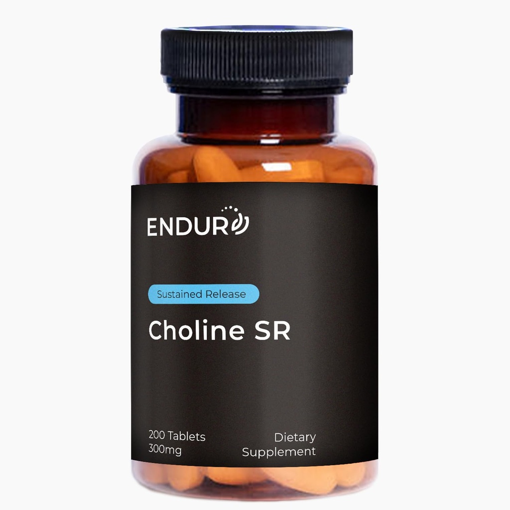Endur Choline L(+) Bitartrate, Brain & Liver Support Supplemento per aiutare a mantenere la vostra mente affilata, essenziale per lo sviluppo fetale, 300mg (200 compresse)
