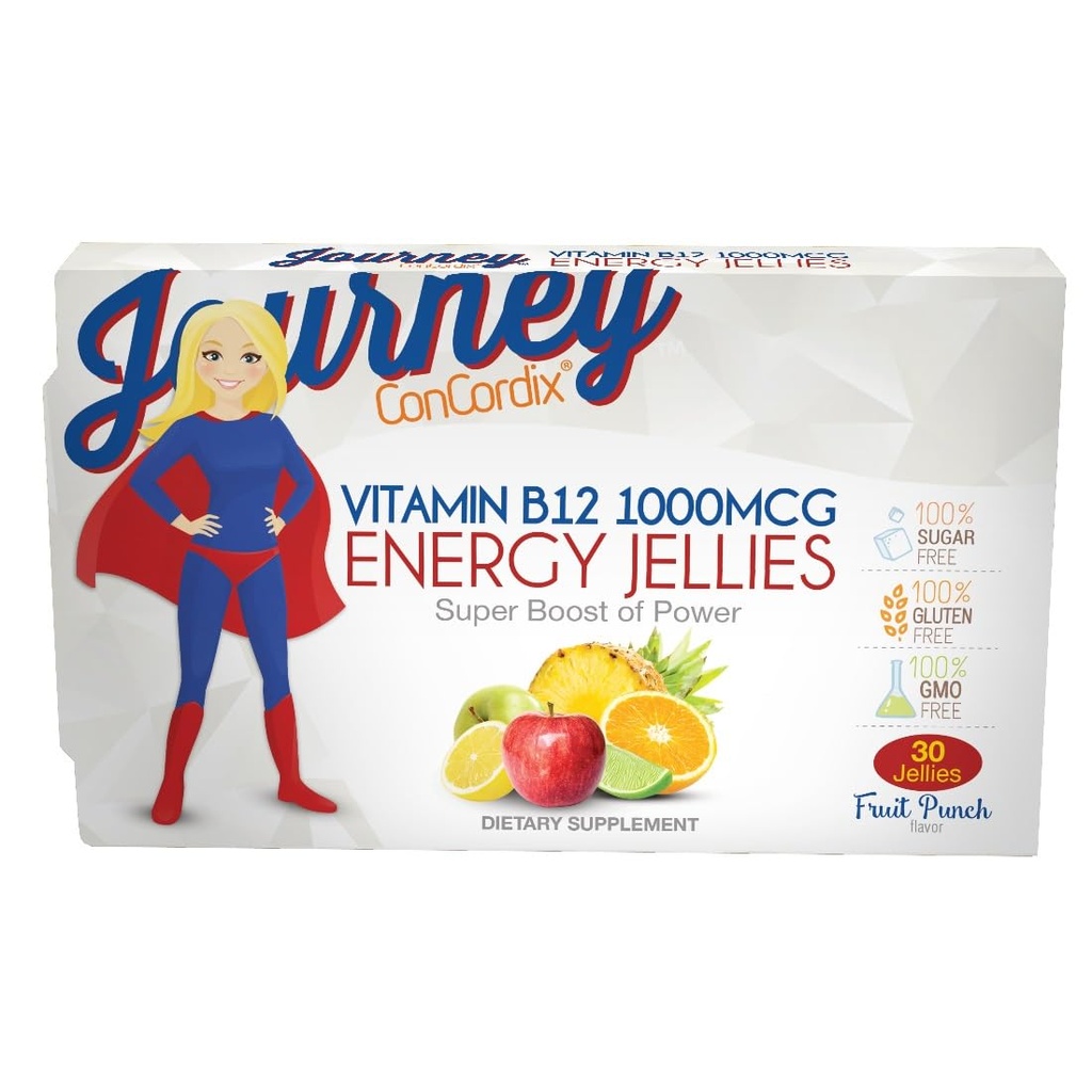 Bariatrico Eating Journey 1.000 mcg Vitamina B12 Energia senza zucchero Jellies Fruit Punch (30 Conte)