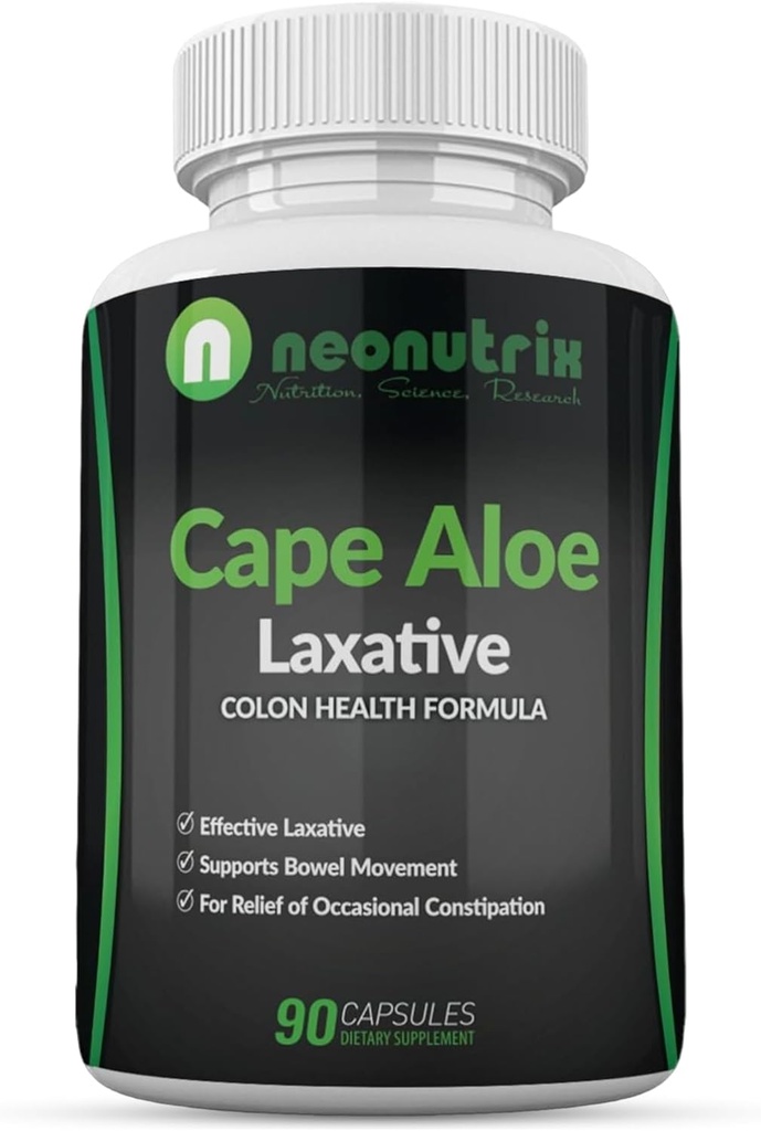 Cape Aloe Natural Laxatives for Constipation Relief- Promuove il movimento sano Bowel- Supplemento per gli uomini e le donne - Herbal Detox - 90 Capsules - Made in the USA by Neonutrix