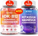 NEVISS 1Pack Vitamin ADK con B12 + 1Pack Potassium Magnesio Gummies
