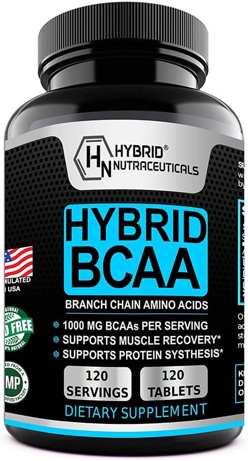 Ibrido BCAA 1000mg – BCAAs Aminoacidi Integratori - 2:1:1:1 L-Leucina, L-Isoleucina e L-Valina – Non-OGM, Vegan - 120 Serve