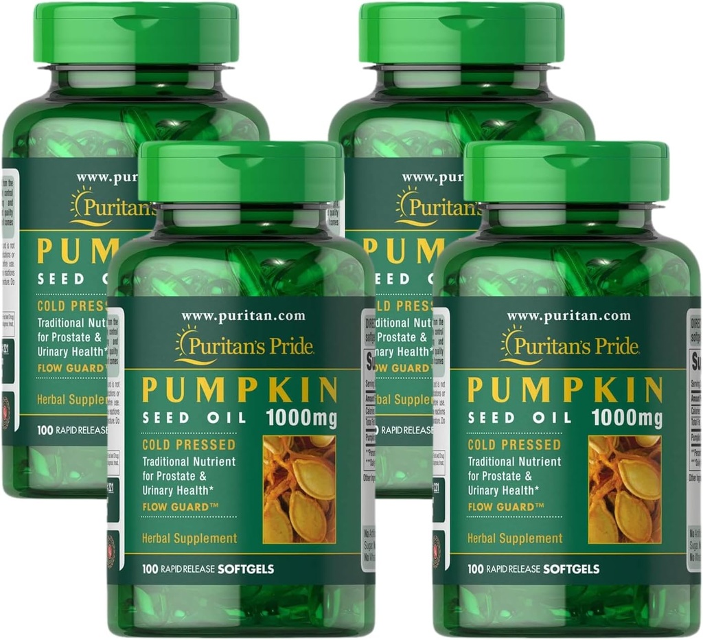 Olio di semi di zucca, Supporta la prostata e la salute urinaria 100 Conte bianco (Pack of 4)