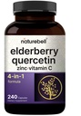 NatureBell Sambucus Elderberry Capsule, 5000mg Per Servere con Quercetin 500mg, Vitamina C e Zinco, 240 Count | Estratto di frutta di sambuco nero europeo – 4 in 1 Integratori di supporto immunitario