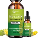Gocce di Mullein extra di 2.000mg per polmoni, supplemento di estratto di foglie di Mullein, senza alcool, ad alto assorbimento, gocce liquide di mulla potente e naturale Vegan per la pulizia polmonare, supporto immunitario