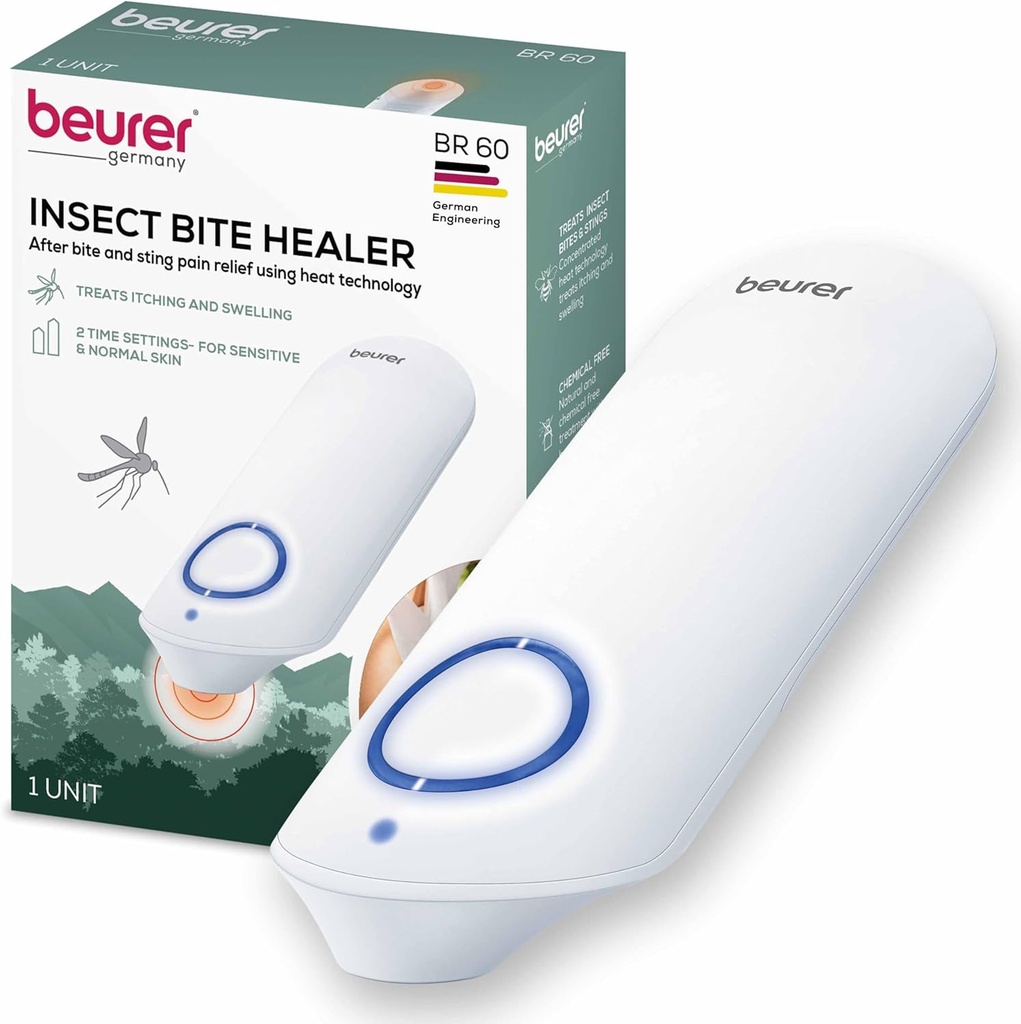 Beurer BR60 Insetto Sting e Bite Relief, Bug Bite Healer per il trattamento chimico-libero di Insetti Bites, Rilievo naturale non tossico da prurito e gonfiore, per Bites zanzariera