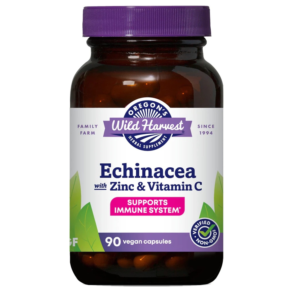 L'Oregon's Wild Harvest Echinacea con Zinco e Vitamina C Capsule, 90 Conte