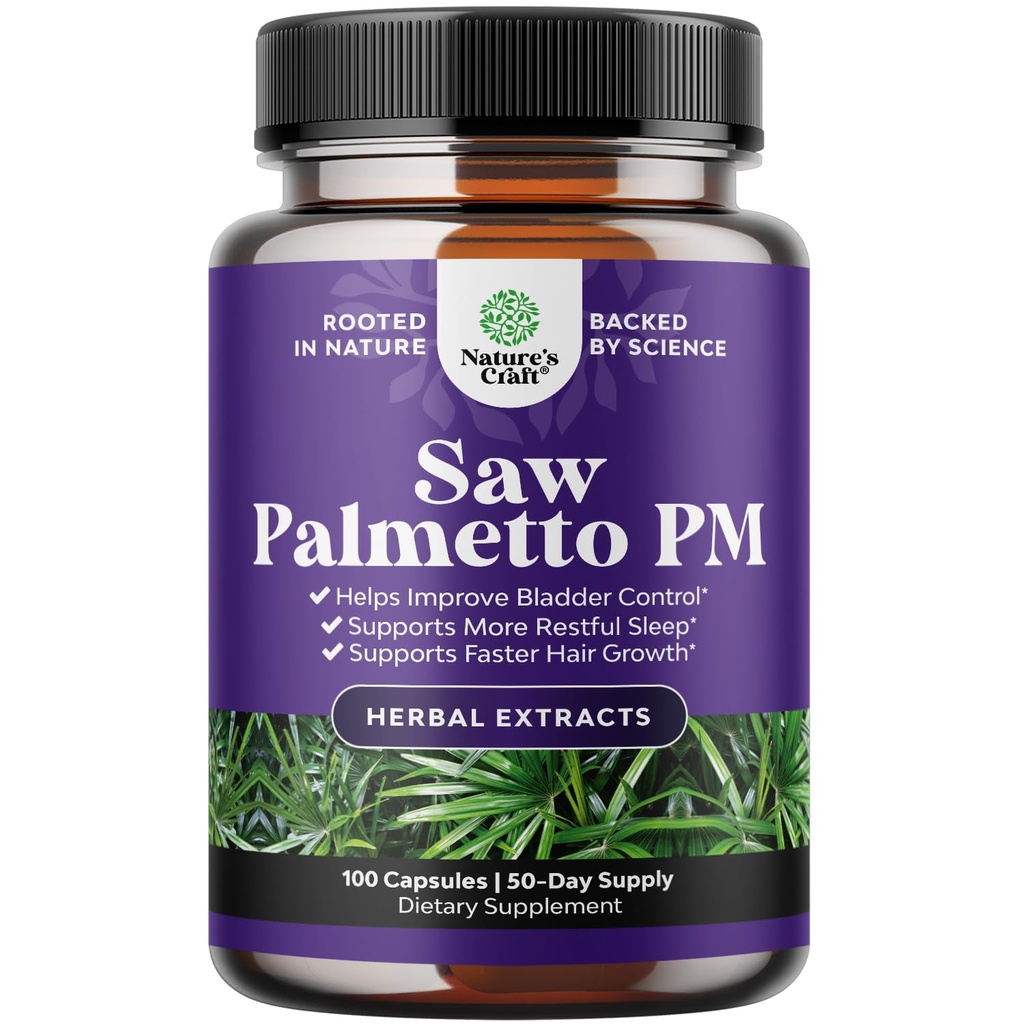 Difesa notturna Saw Palmetto per gli uomini - Saw Palmetto Estratto supplemento di prostata per gli uomini Aiuta a ridurre l'urgenza di frequenza di uranio notturno e la vescica iperattiva con l'erba di licopene e la melatonina