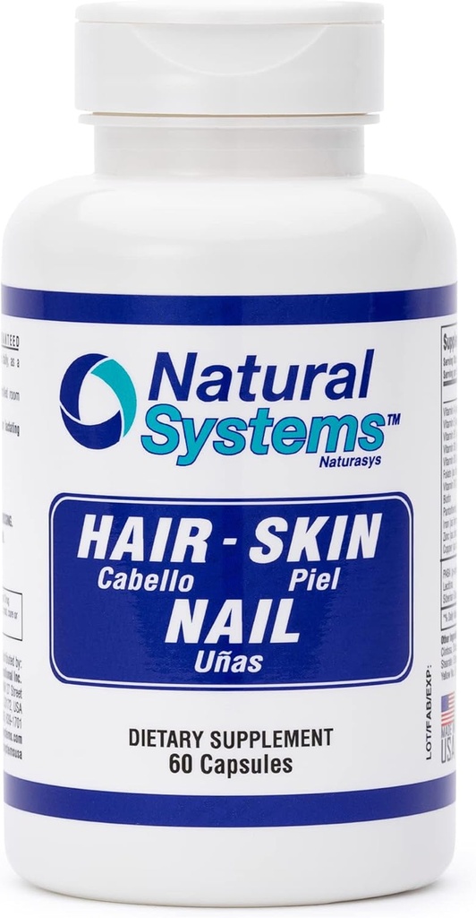 Capelli e Unghie Vitamine Supplemento 60 Capsule di Sistemi Naturali - Vitamine di Crescita e Chiodi Forte per Donne e Uomini - Pelle Naturale Biotina Capelli e Chiodi Vitamine - Protezione Pelle