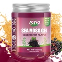(8 OZ) Sea Moss Gel Organic Raw Elderberry Aromaed Irish Seamoss Men Women Natural Vegan 102 Vitamine e Minerali Wild Harvested Non-OGM Immune Defense Booster Lung Thyroid Digestive Support